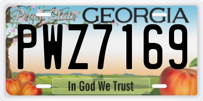GA license plate PWZ7169