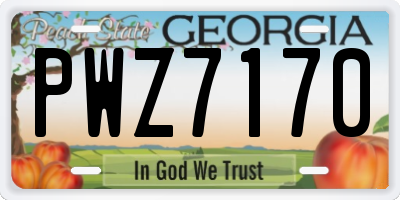 GA license plate PWZ7170