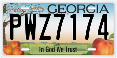 GA license plate PWZ7174