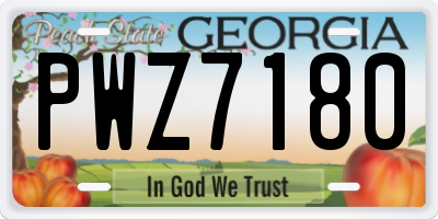 GA license plate PWZ7180