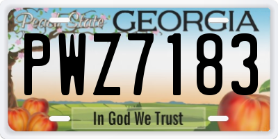 GA license plate PWZ7183