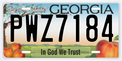GA license plate PWZ7184