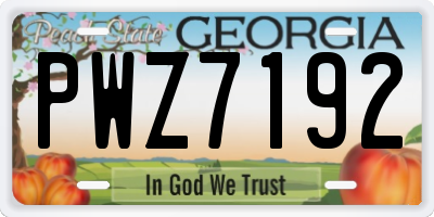GA license plate PWZ7192