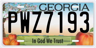 GA license plate PWZ7193
