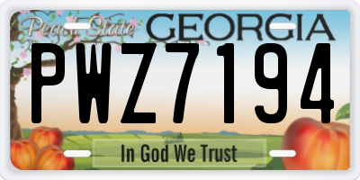 GA license plate PWZ7194