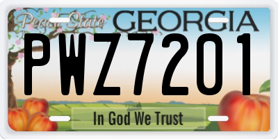 GA license plate PWZ7201