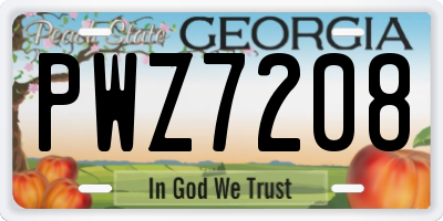 GA license plate PWZ7208
