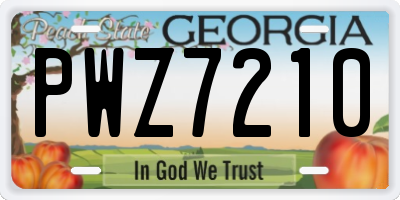 GA license plate PWZ7210