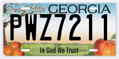 GA license plate PWZ7211