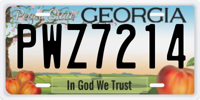 GA license plate PWZ7214
