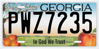 GA license plate PWZ7235