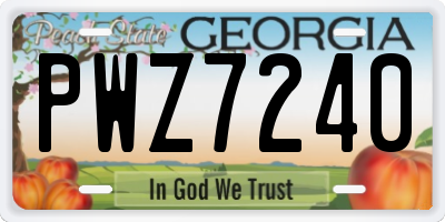 GA license plate PWZ7240