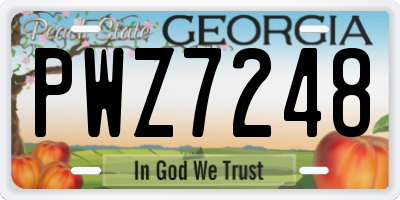 GA license plate PWZ7248
