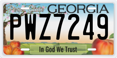 GA license plate PWZ7249