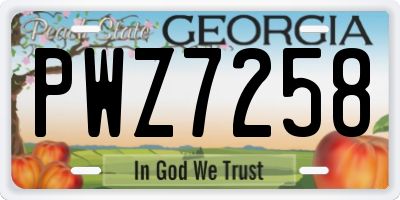 GA license plate PWZ7258