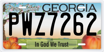 GA license plate PWZ7262