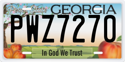 GA license plate PWZ7270