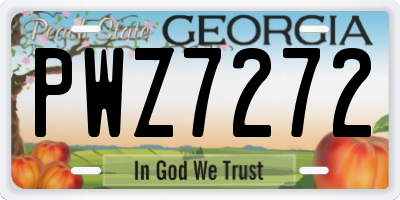 GA license plate PWZ7272
