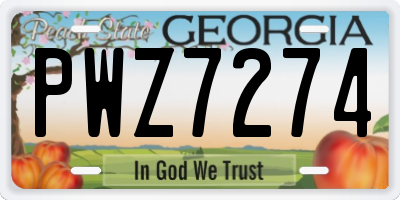 GA license plate PWZ7274