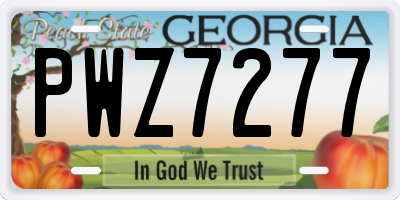 GA license plate PWZ7277