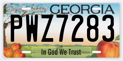 GA license plate PWZ7283