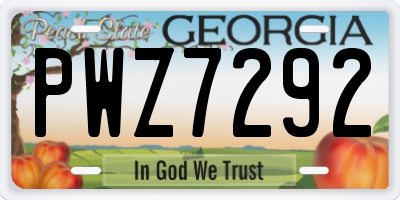 GA license plate PWZ7292