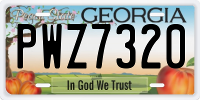GA license plate PWZ7320