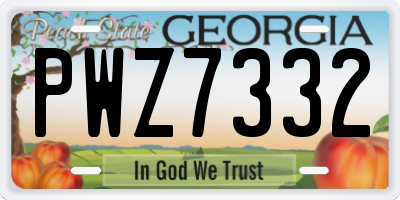 GA license plate PWZ7332