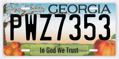 GA license plate PWZ7353
