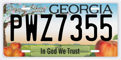 GA license plate PWZ7355