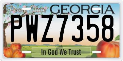 GA license plate PWZ7358