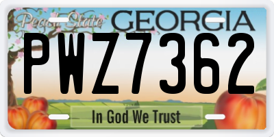 GA license plate PWZ7362