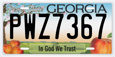 GA license plate PWZ7367