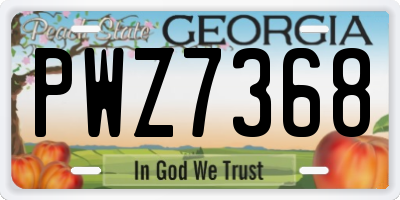 GA license plate PWZ7368