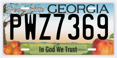 GA license plate PWZ7369