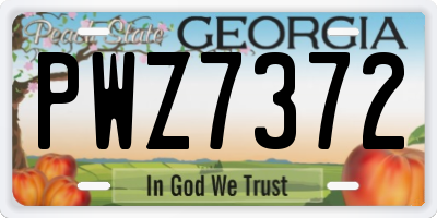 GA license plate PWZ7372