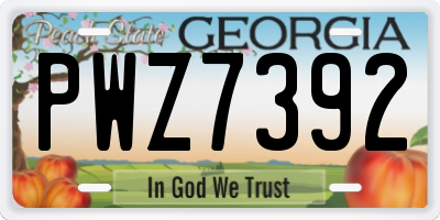 GA license plate PWZ7392