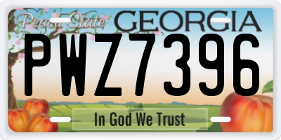 GA license plate PWZ7396