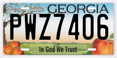 GA license plate PWZ7406
