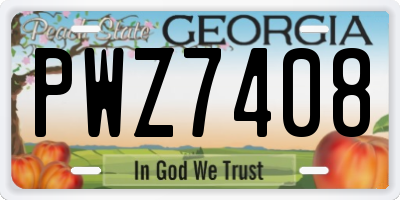 GA license plate PWZ7408