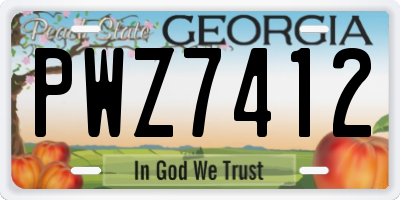 GA license plate PWZ7412