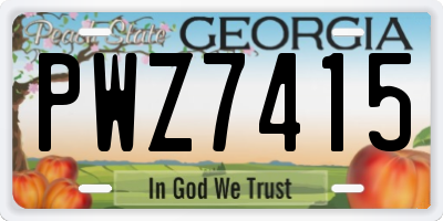 GA license plate PWZ7415