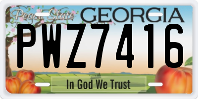 GA license plate PWZ7416