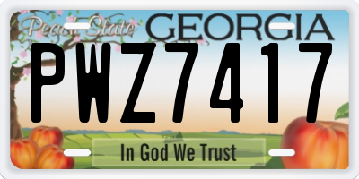 GA license plate PWZ7417