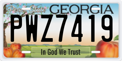 GA license plate PWZ7419