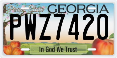 GA license plate PWZ7420