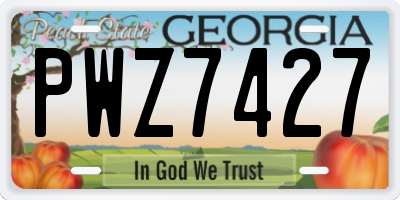 GA license plate PWZ7427