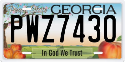 GA license plate PWZ7430
