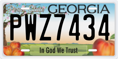 GA license plate PWZ7434