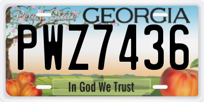 GA license plate PWZ7436